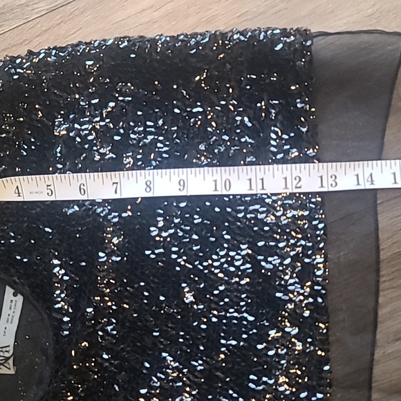 Black Zara Sequin Shiny Embellished Textured Layering Camisole Tank Top (NWT) M - Picture 8 of 10